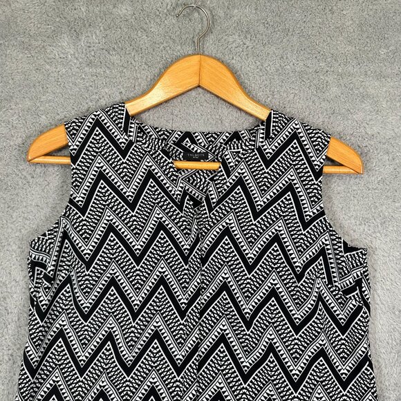 Talbots Black & White Button Down Blouse - Picture 3 of 10